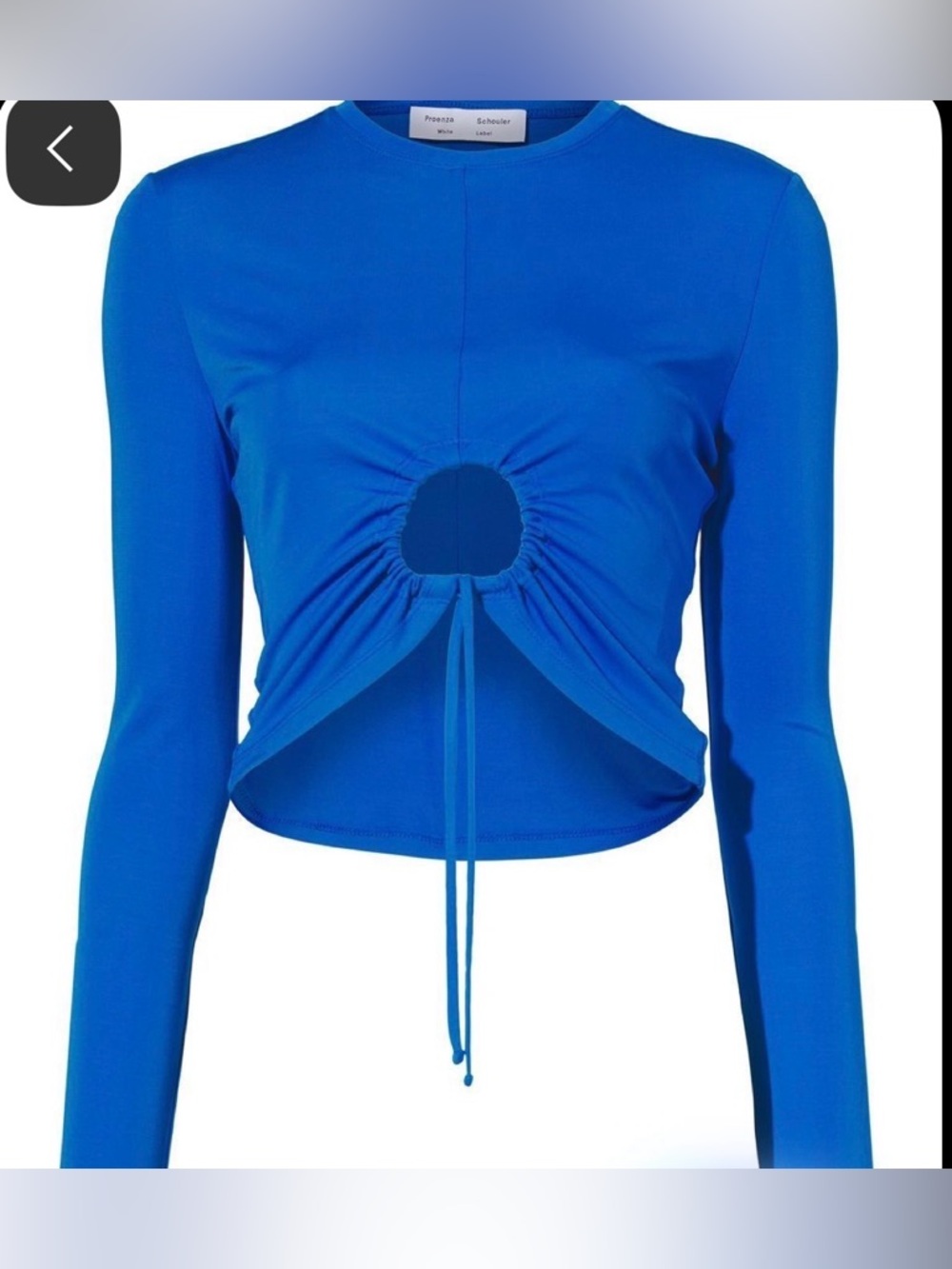 Proenza Schouler Blue Matte Long-Sleeve  Drawstring Top